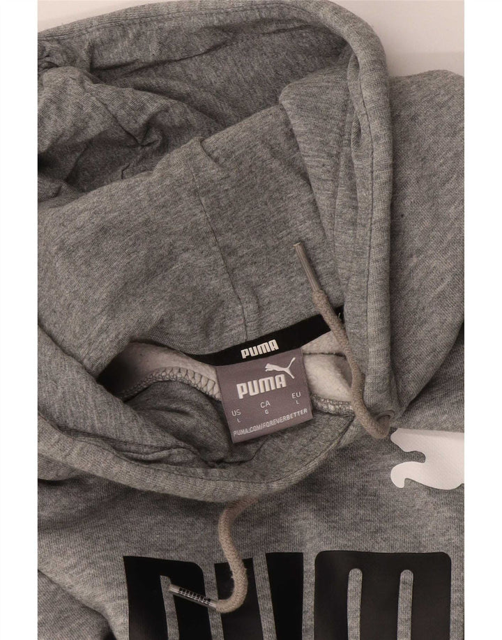Suéter com capuz gráfico masculino Puma grande cinza manchado