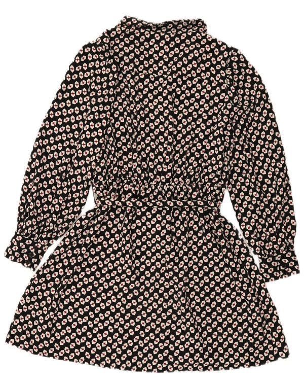 Vestido camisa feminino Marks & Spencer Reino Unido 14 grande poliéster geométrico preto