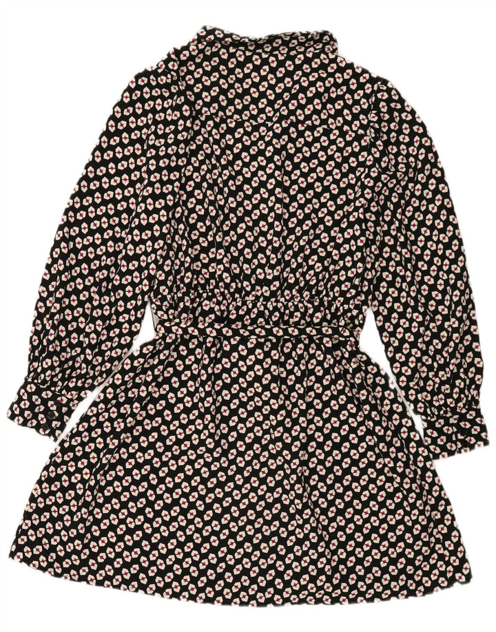 Vestido camisa feminino Marks & Spencer Reino Unido 14 grande poliéster geométrico preto