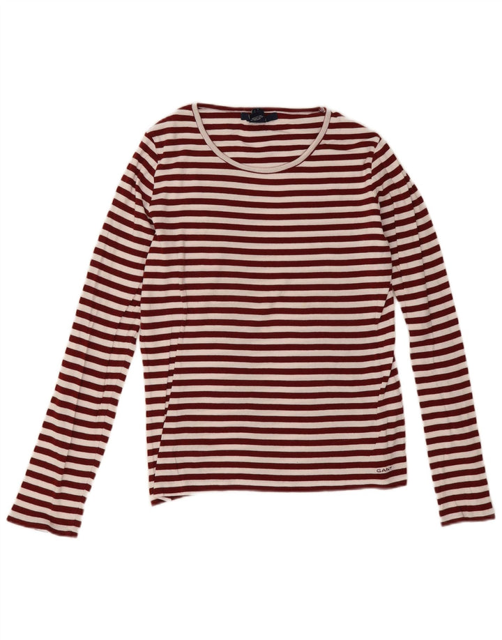 Gant Top Feminino Manga Longa UK 12 Médio Borgonha Listrado