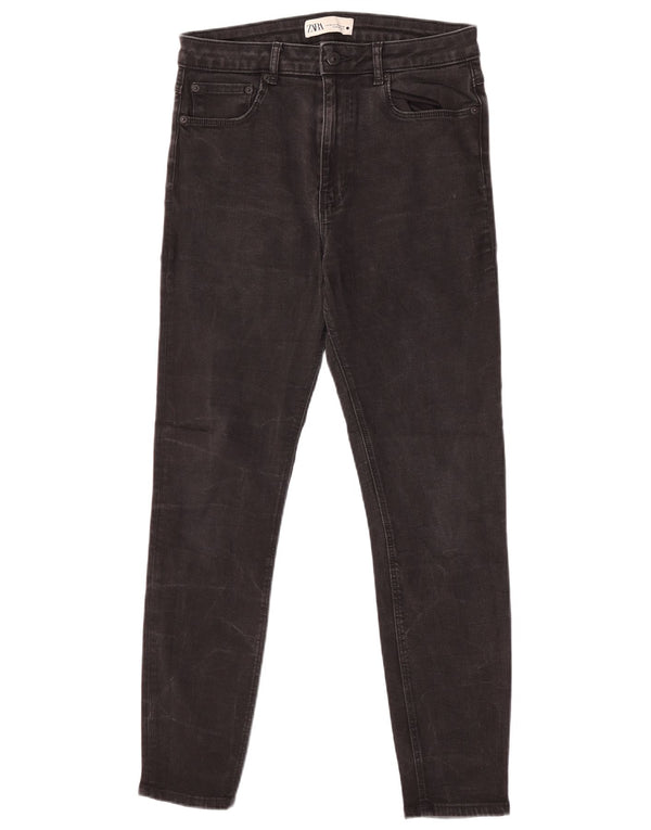 Calça jeans skinny feminina Zara cintura alta EU 42 grande W32 L28 algodão preto