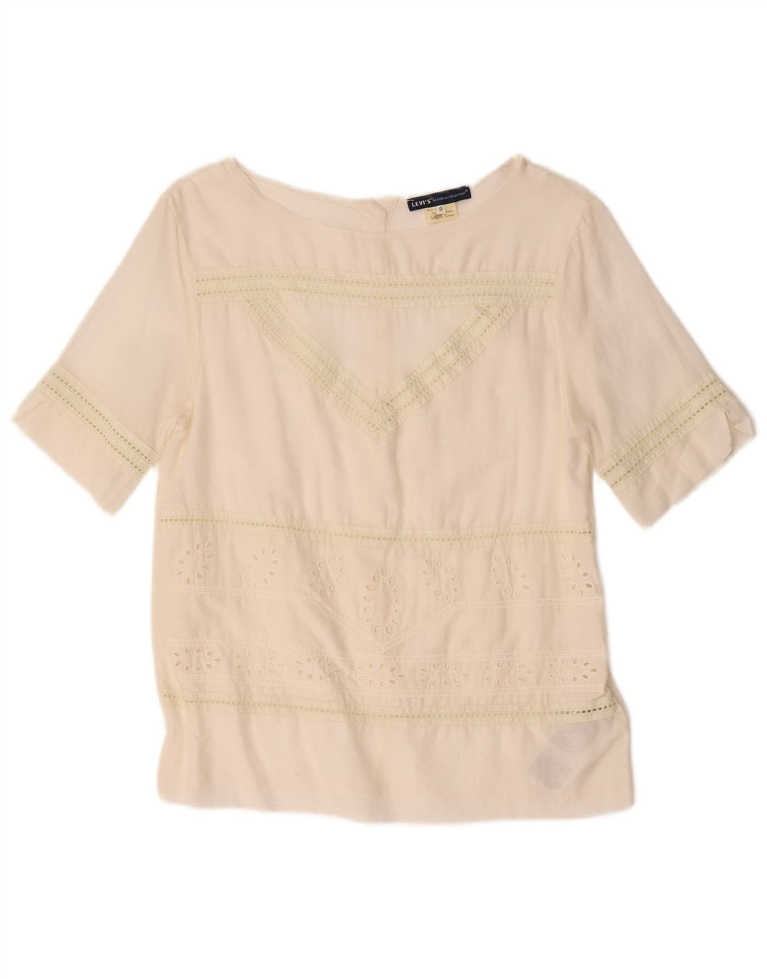 Blusa feminina de manga curta oversized Levi's US 0 XS listrada branca
