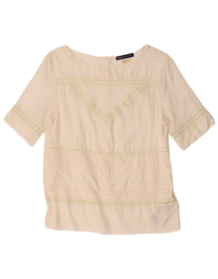 Blusa feminina de manga curta oversized Levi's US 0 XS listrada branca