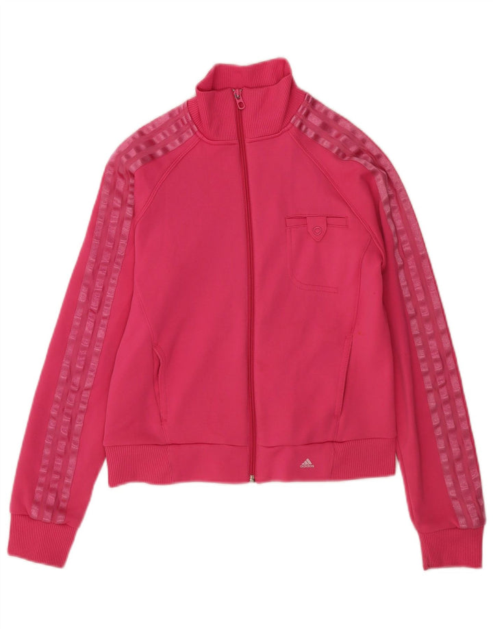 Adidas Womens Crop Tracksuit Top Jacket UK 12 Médio Rosa Poliéster