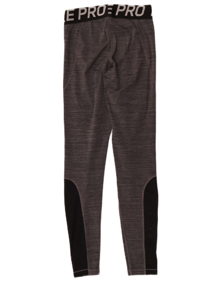 Nike Womens Dri Fit Graphic Leggings UK 12 Medium Grey Colourblock