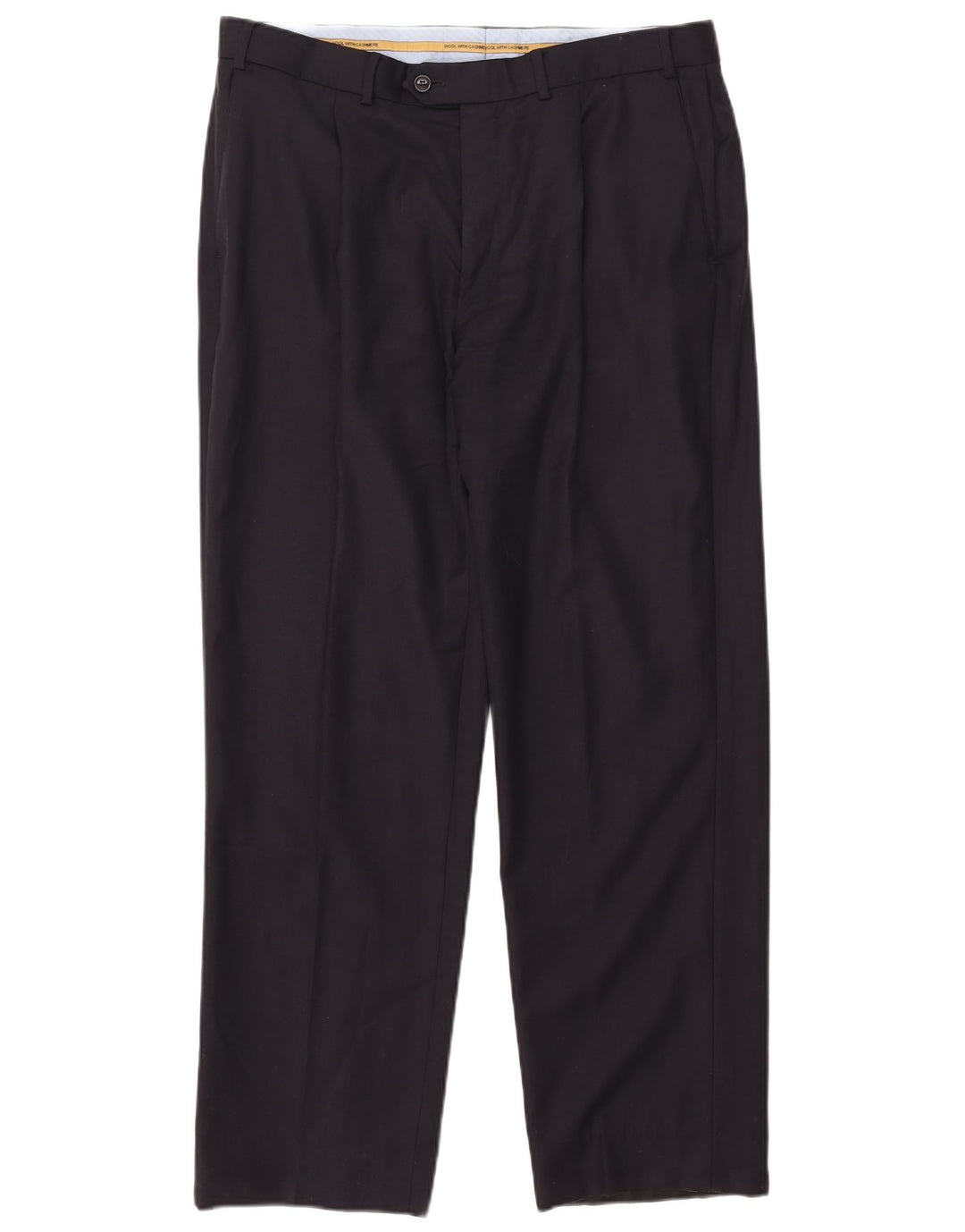 Calça masculina de terno reto Marks & Spencer W36 L31 lã azul marinho