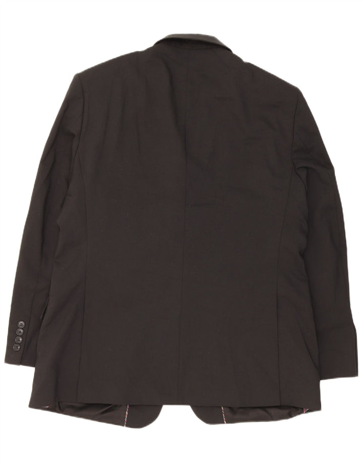 Jaqueta blazer masculina de 2 botões Marks & Spencer Reino Unido 44 XL preto poliéster