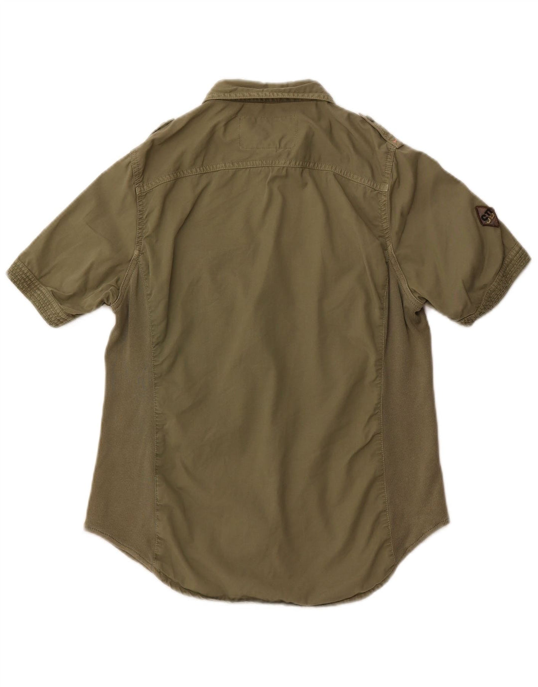 Camisa militar feminina de manga curta SUPERDRY Reino Unido 14 grande algodão cáqui