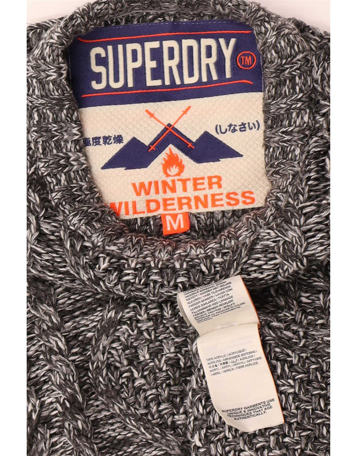 Suéter masculino Superdry com gola redonda e acrílico manchado cinza médio inverno