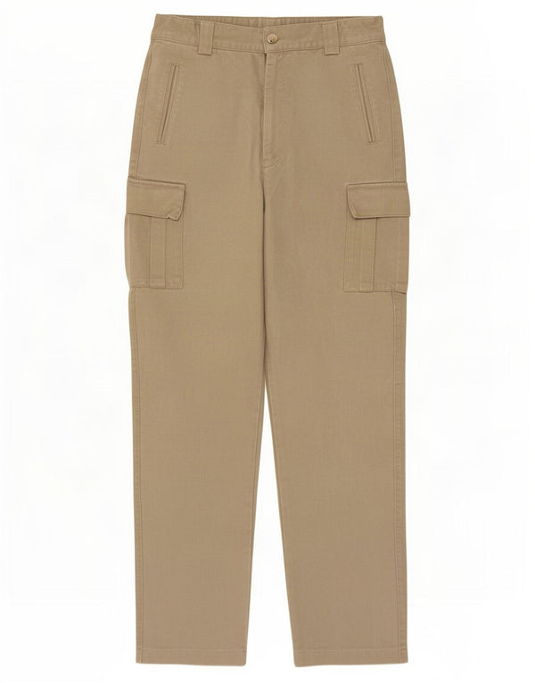Calças cargo retas para meninas rifle 15-16 anos W28 L29 algodão cáqui