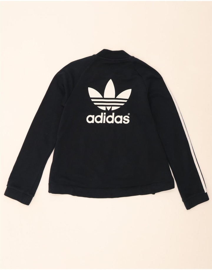 Adidas Womens Graphic Tracksuit Top Jacket UK 8 Pequeno Algodão Preto