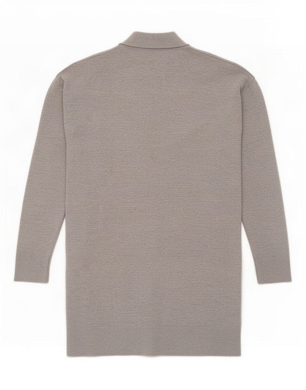 Suéter cardigã feminino oversized com palangre Gap Reino Unido 6 XS lã merino cinza