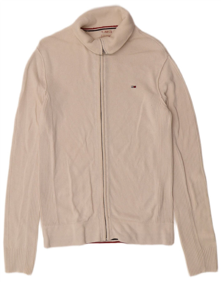 Suéter cardigã masculino Tommy Hilfiger pequeno algodão branco