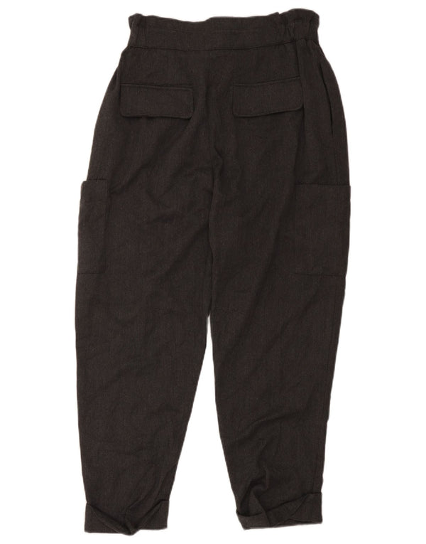 Zara Calça feminina cargo de cintura alta cortada EU 40 Médio W30 L23 cinza