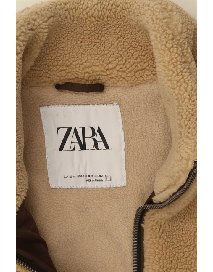 Jaqueta de lã masculina Zara UK 38 poliéster bege médio
