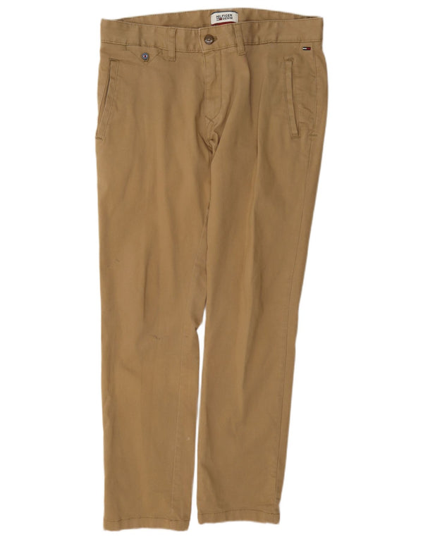 Tommy Hilfiger Mens Slim Chino Calças W31 L32 Algodão Bege