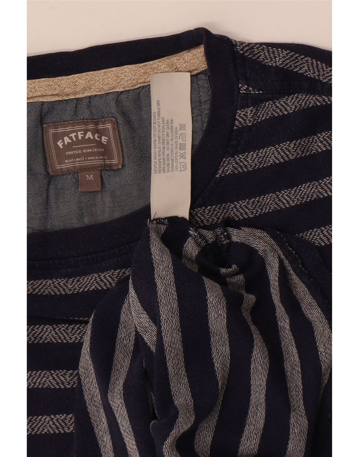 Camiseta masculina Fat Face Top Médio Algodão Listrado Azul Marinho