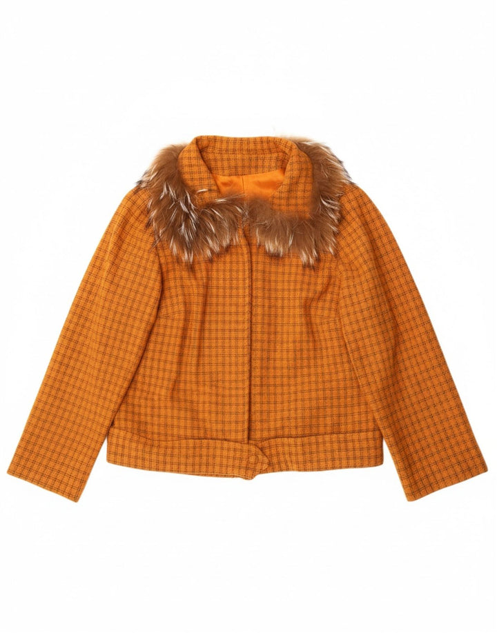 Jaqueta bomber feminina VINTAGE UK 16 grande xadrez laranja