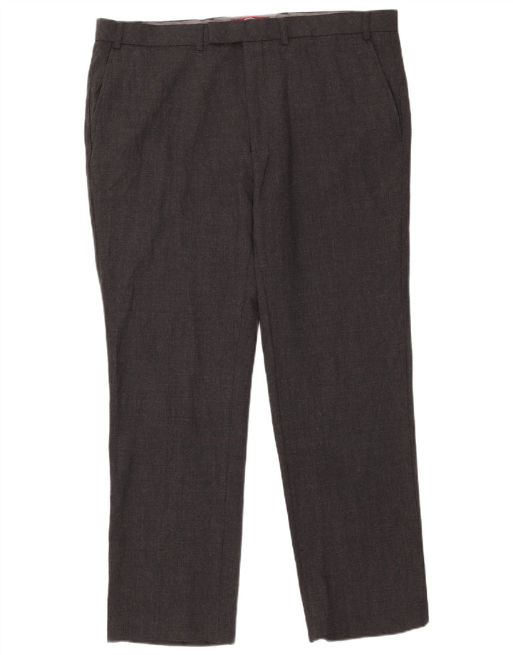 Calça masculina de terno reto sob medida Marks & Spencer W40 L31 lã cinza