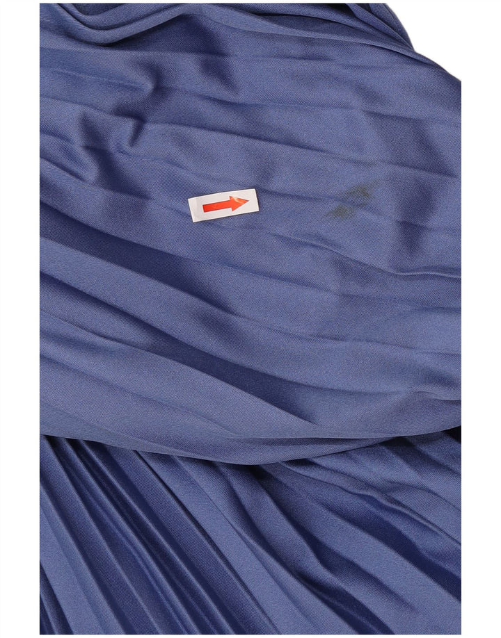 Vestido maxi feminino vintage de manga comprida UK 12 azul médio