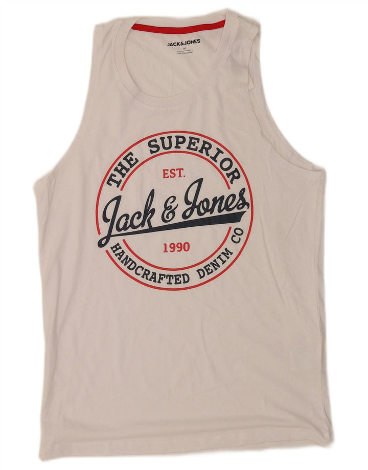 Camiseta gráfica masculina Jack & Jones Top médio algodão branco