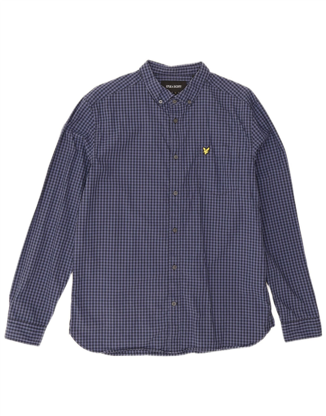 Camisa masculina Lyle & Scott grande algodão guingão azul marinho