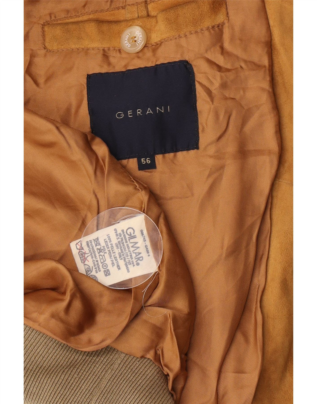 Jaqueta bomber masculina de camurça Gerani IT 56 3XL couro bege