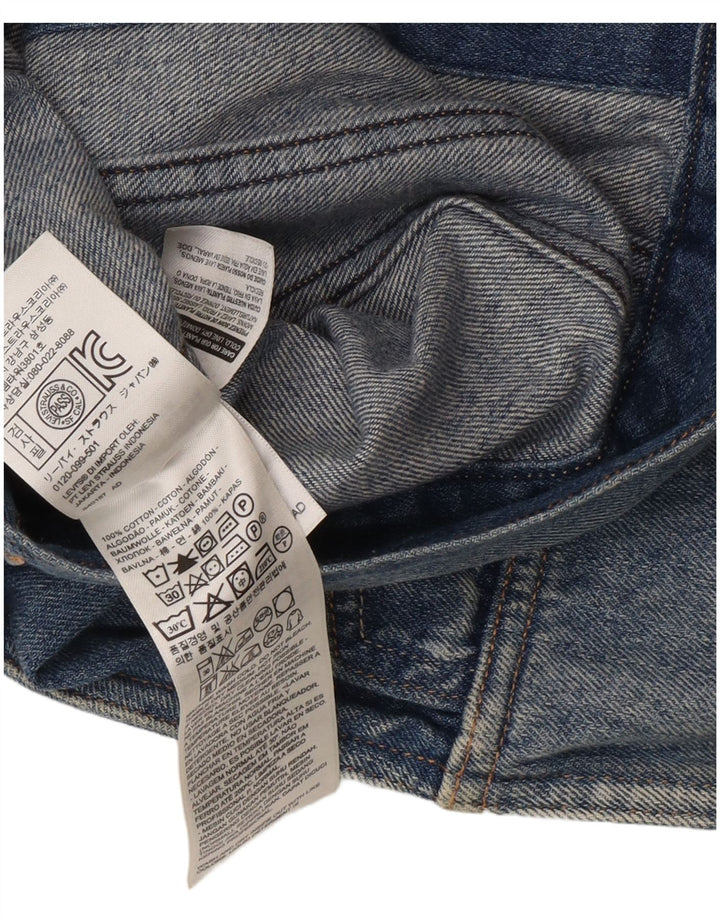 Colete feminino Levi's Crop Denim UK 12 algodão azul médio