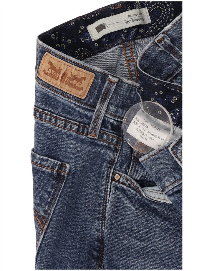 Calça jeans feminina Levi's 525 Straight US 10 grande W30 L32 azul
