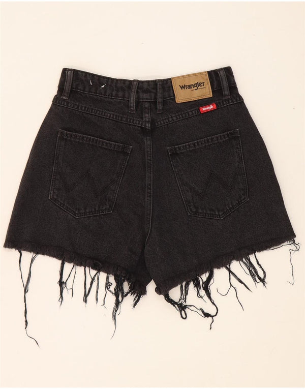 Shorts jeans feminino Wrangler de cintura alta US 7 médio W24 algodão preto