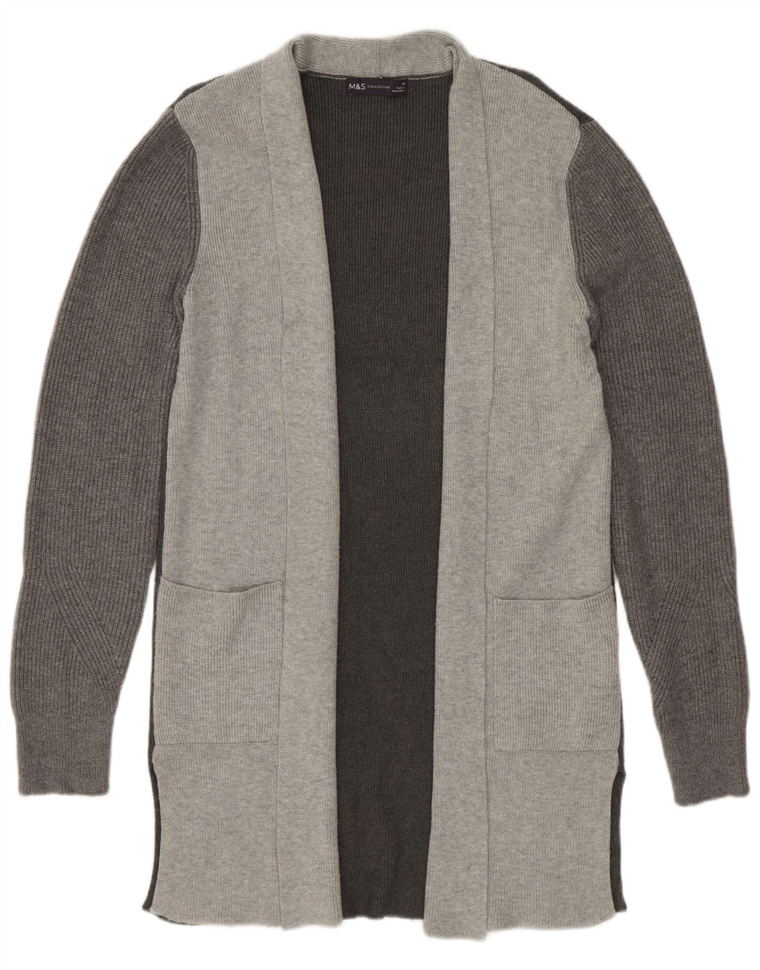 Suéter cardigã feminino Marks & Spencer Longline Reino Unido 10 pequeno cinza