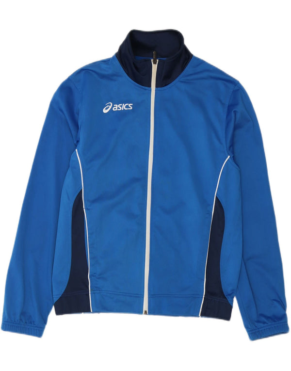 Asics Mens Tracksuit Top Jacket Pequeno Azul Colourblock Poliéster