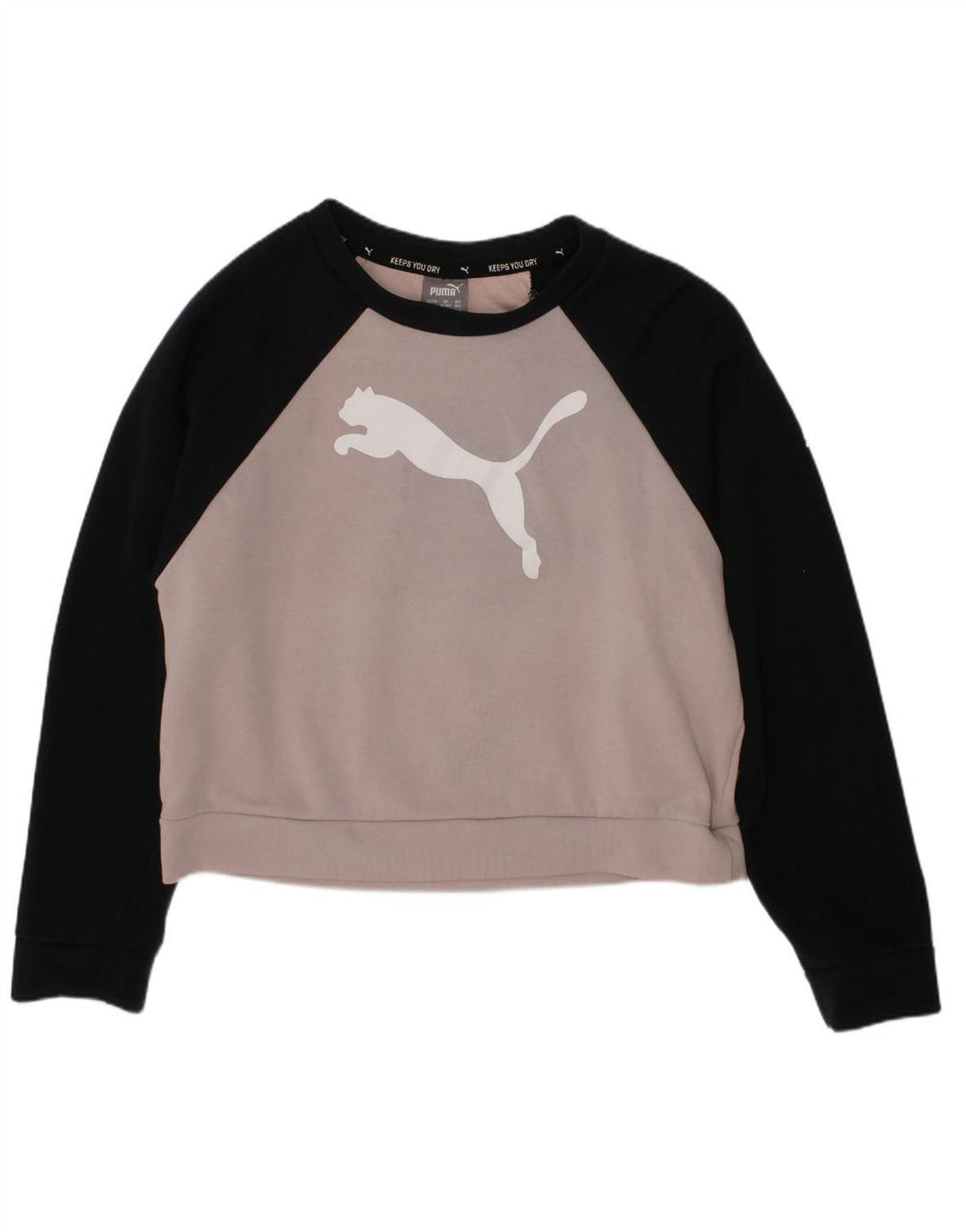 Suéter gráfico PUMA para meninas 11-12 anos cinza colorblock