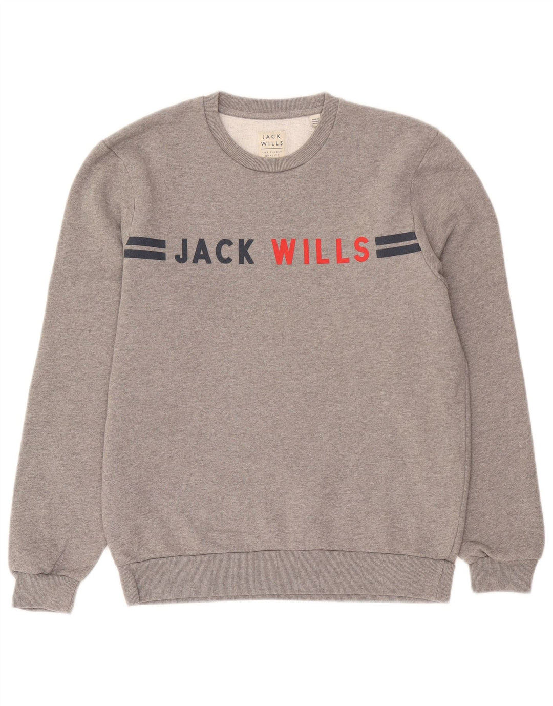 Jack Wills moletom gráfico masculino jumper médio cinza algodão manchado