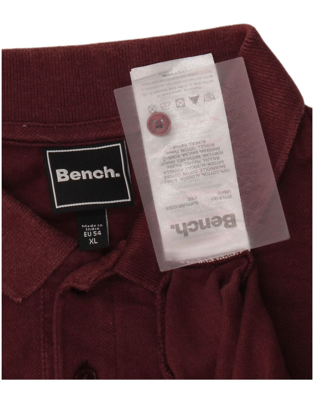 Camisa polo masculina Bench XL algodão Borgonha