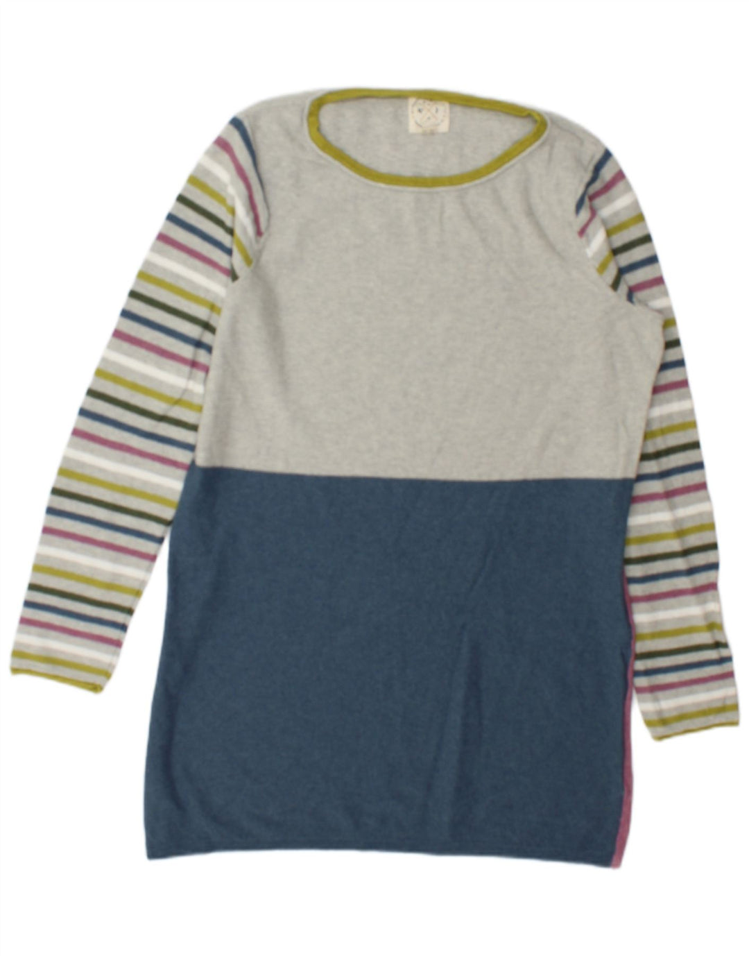 Vestido jumper feminino de manga comprida White Stuff UK 14 cinza médio colorblock