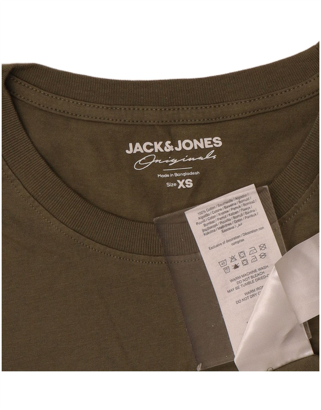 Camiseta masculina JACK & JONES XS algodão cáqui