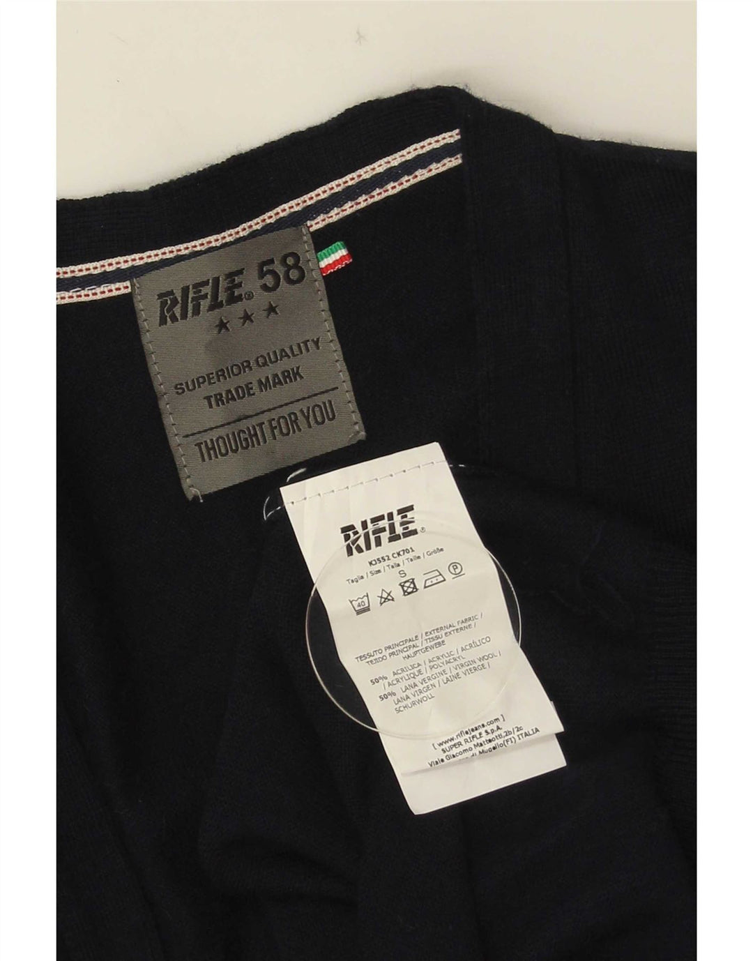 Rifle Suéter Cardigan Masculino Pequeno Acrílico Azul Marinho