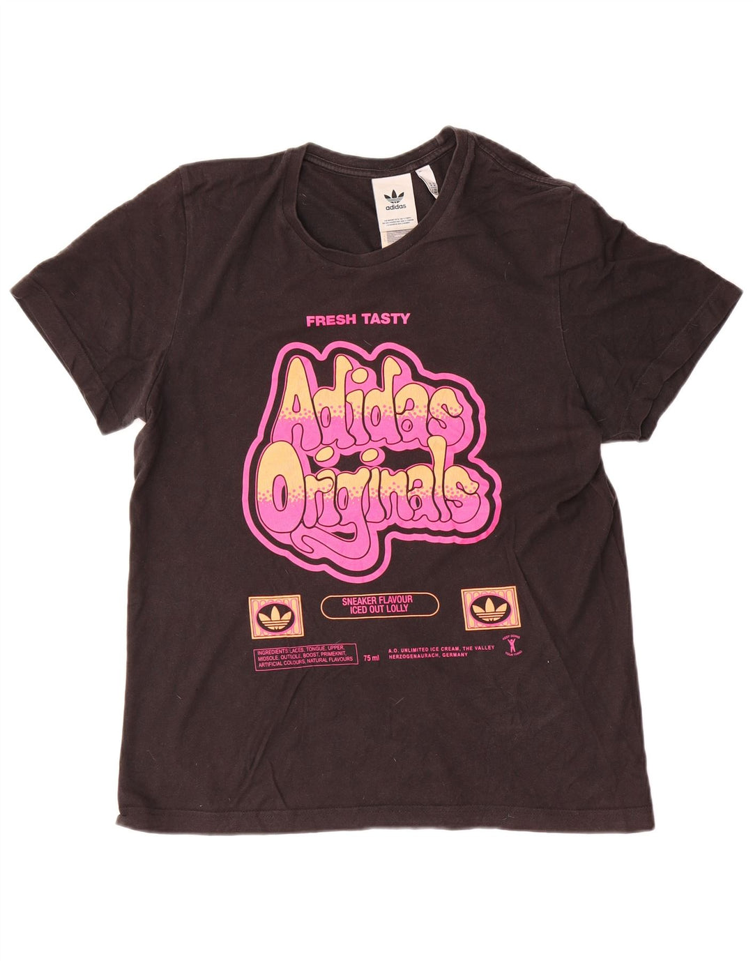 Adidas Mens Graphic T-Shirt Top Médio Algodão Preto