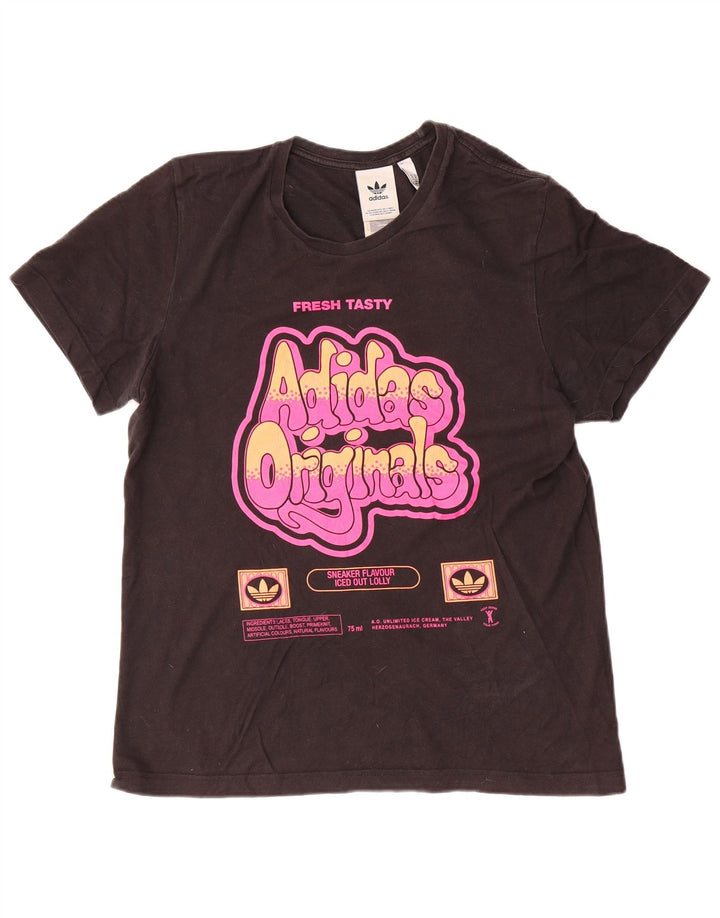 Adidas Mens Graphic T-Shirt Top Médio Algodão Preto