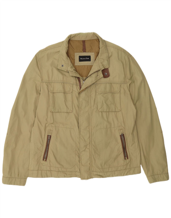 Jaqueta utilitária masculina Massimo Dutti Reino Unido 44 2XL cáqui nylon