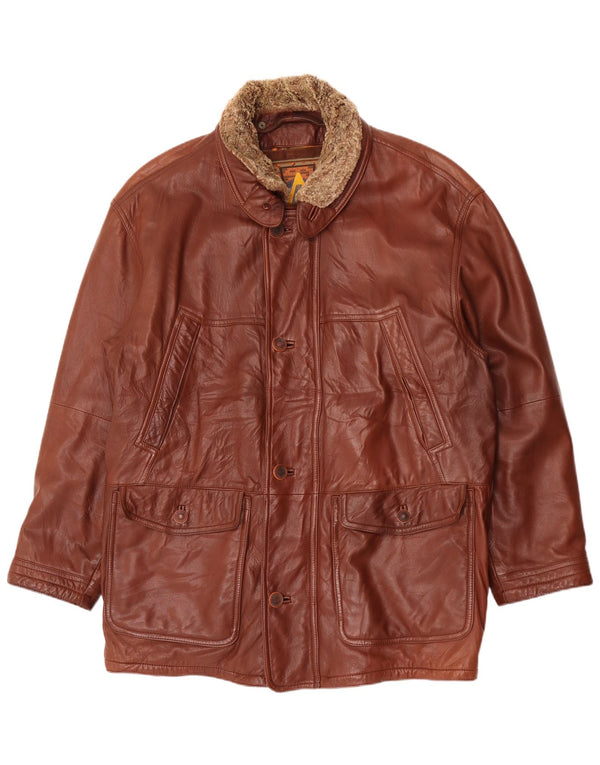 Casaco de couro masculino Nivola Reino Unido 42 XL marrom