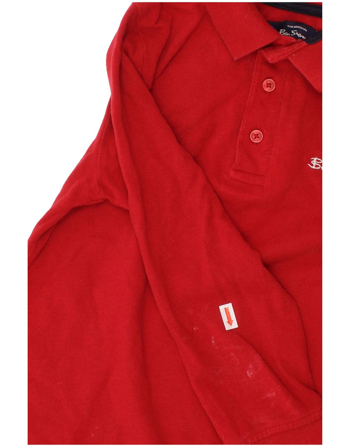 Camisa polo masculina BEN SHERMAN estampada de manga comprida 6-7 anos algodão vermelho