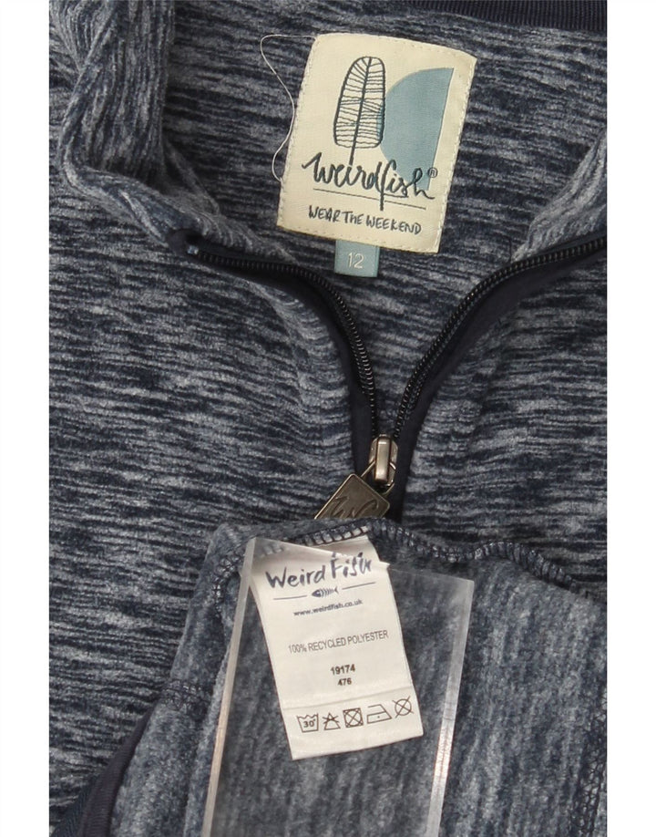 Jaqueta de lã feminina WEIRD FISH UK 12 poliéster manchado azul marinho médio