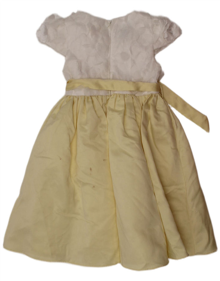 Monsoon Vestido feminino evasê 2-3 anos amarelo colorblock poliéster