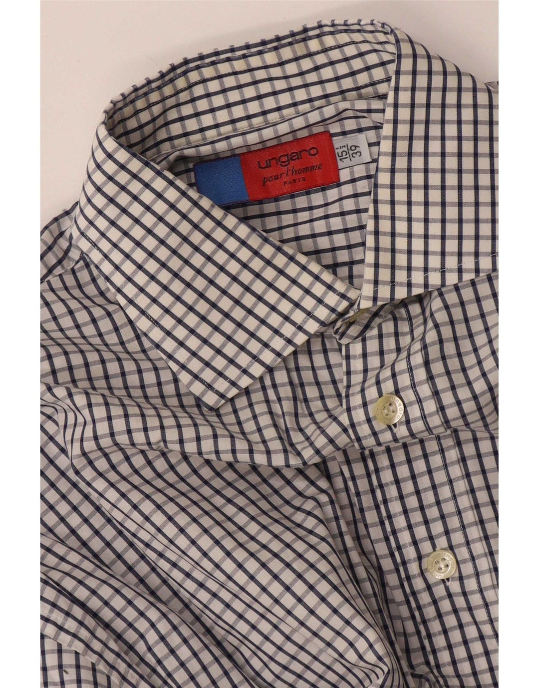 Camisa masculina Ungaro tamanho 39 15 1/2 xadrez branco médio