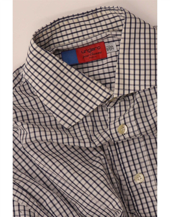 Camisa masculina Ungaro tamanho 39 15 1/2 xadrez branco médio