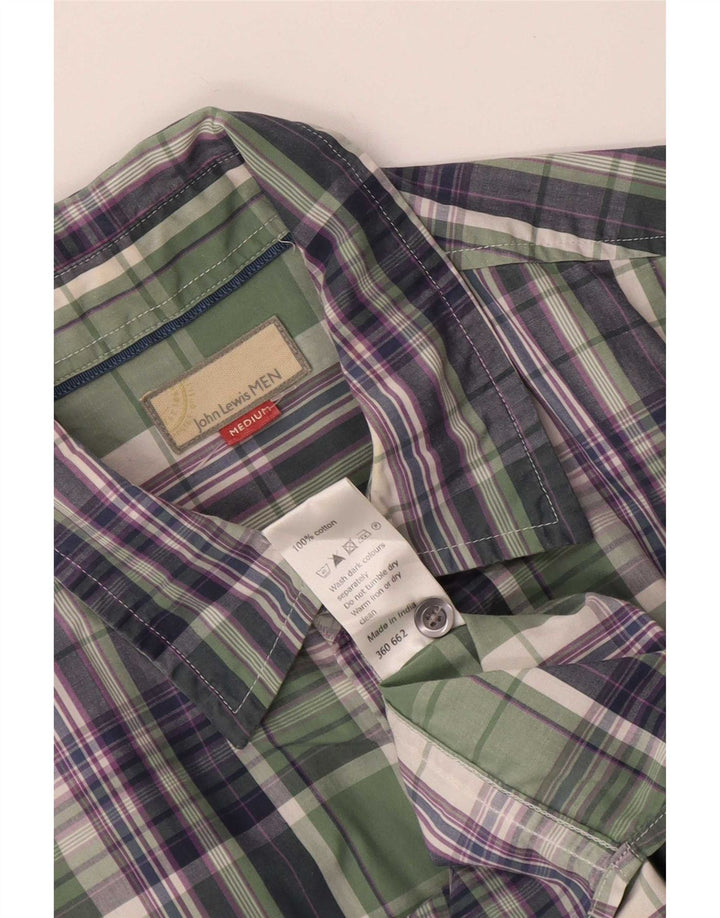 Camisa masculina de manga curta John Lewis algodão xadrez verde médio