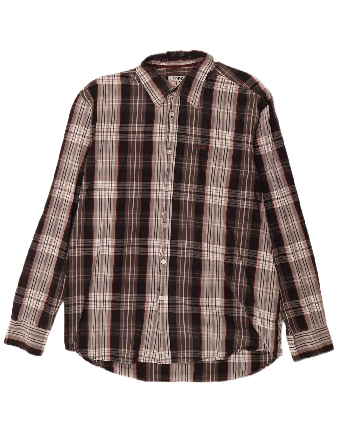 Camisa masculina LERROS XL cinza xadrez algodão