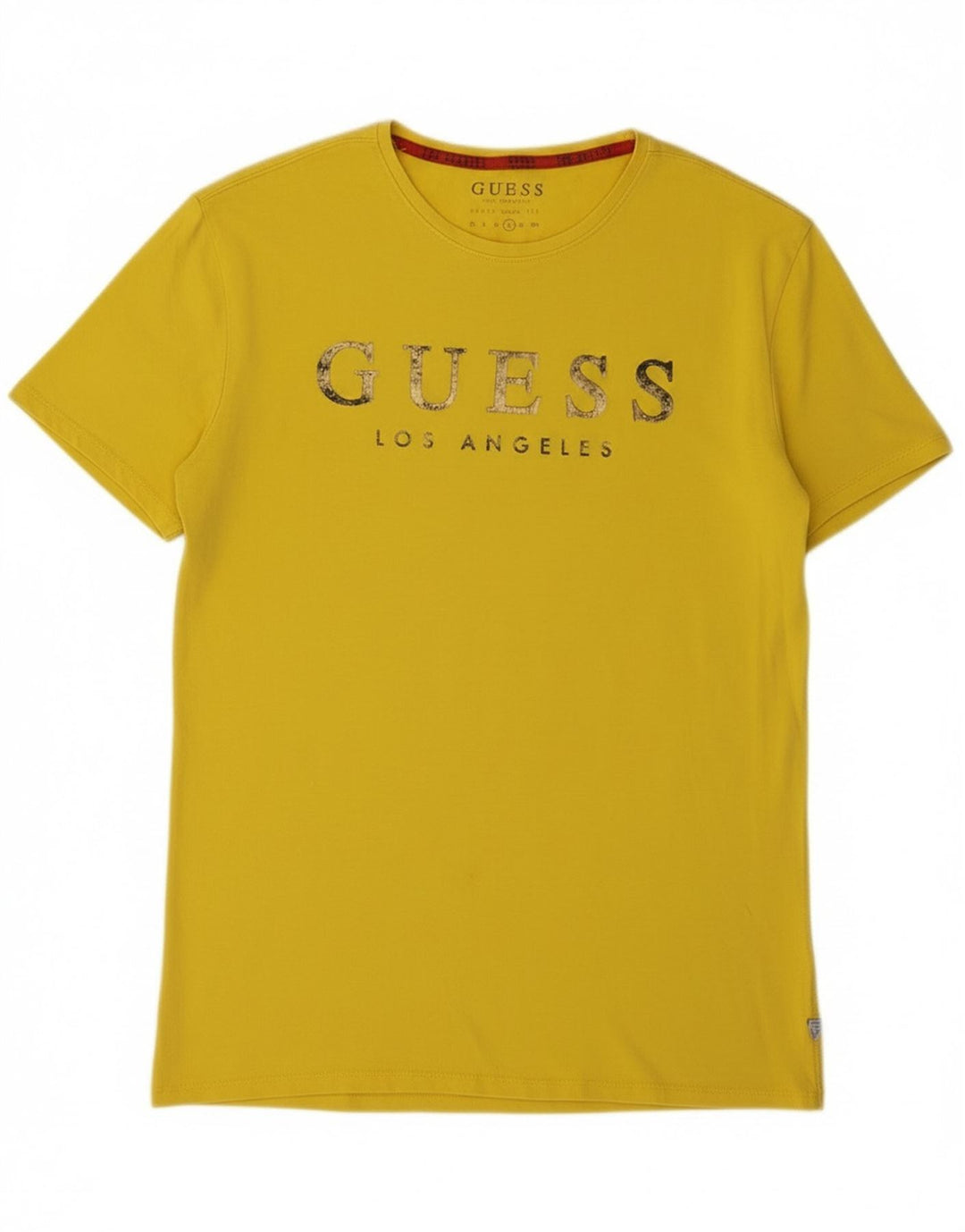 Guess Camiseta masculina gráfica grande amarelo